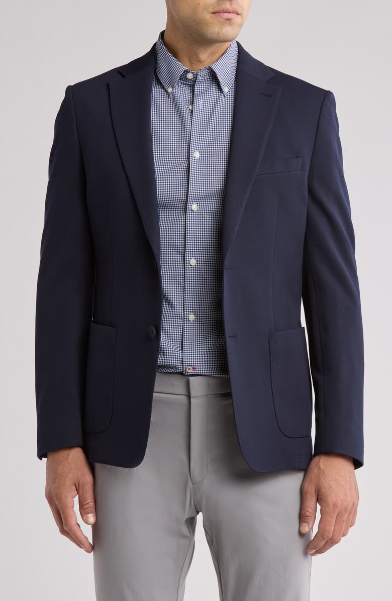Calvin Klein Navy Solid Notch Lapel Sport Coat, Main, color, 