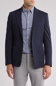 Calvin Klein Navy Solid Notch Lapel Sport Coat
