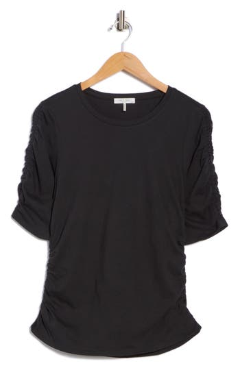 Rag & Bone Juliet Shirred Sleeve Top In Black