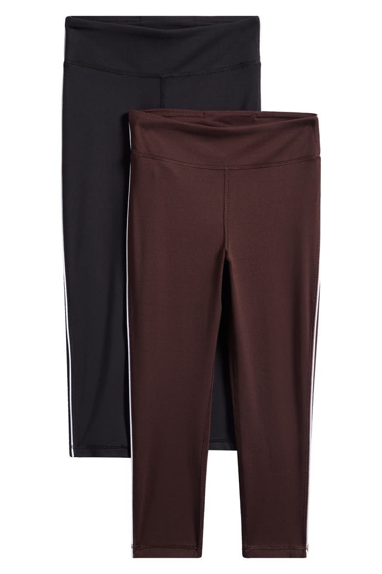 Kids' 2-Pack Capri Leggings, Main, color, CHOCOLATE PLUM/ BLACK