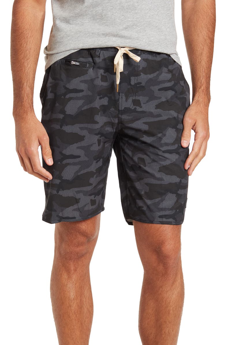 Vintage 1946 Camo Print Windjammer Shorts, Main, color, Black Camo