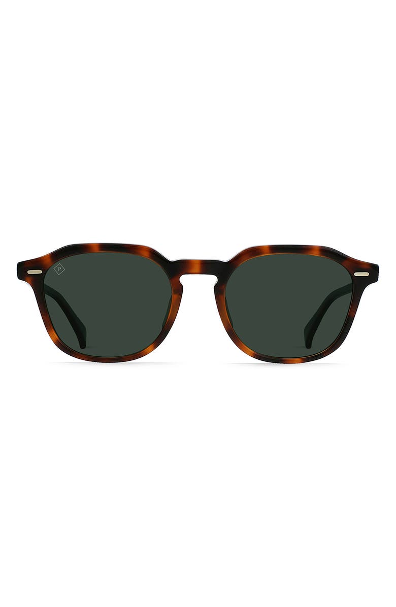 RAEN Clyve 52mm Polarized Round Sunglasses, Main, color, Espresso Tortoise/ Green Polar
