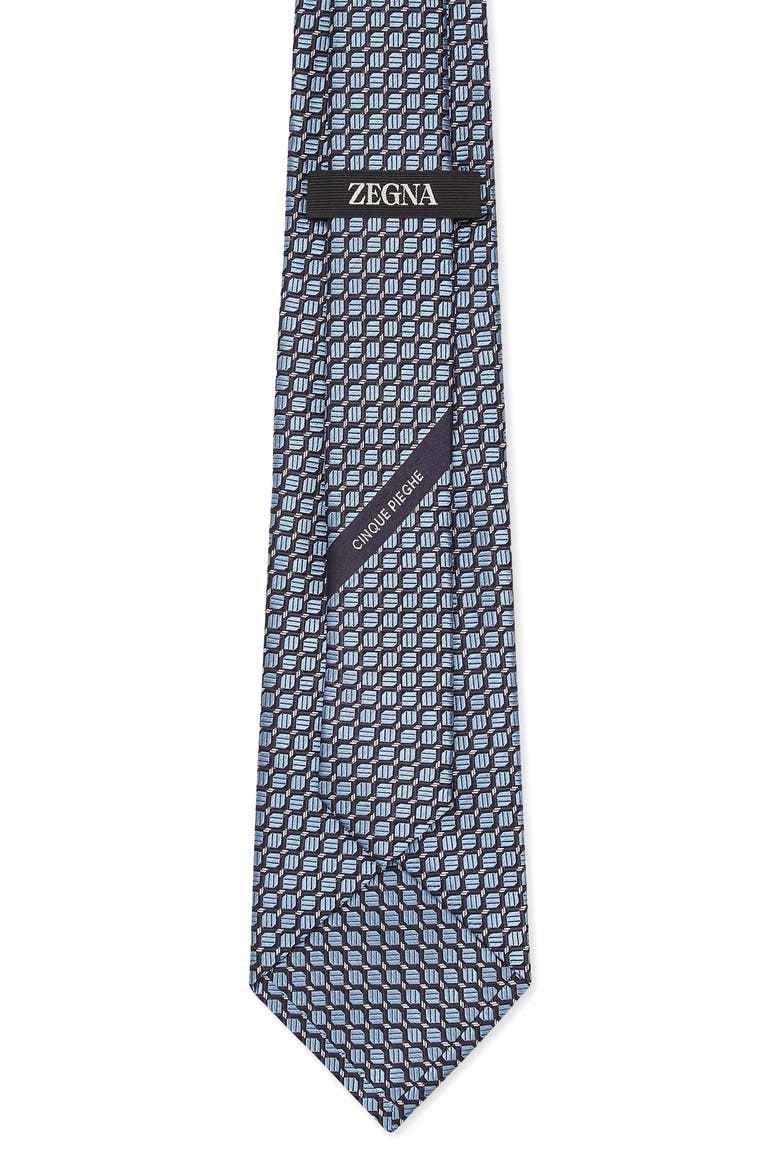 Micro Geo Mulberry Silk Tie, Alternate, color, LIGHT BLUE