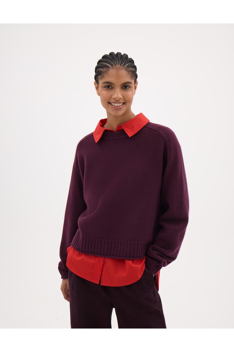 Nina Merino Wool Knitted Sweater, Main, color, Burgundy Red