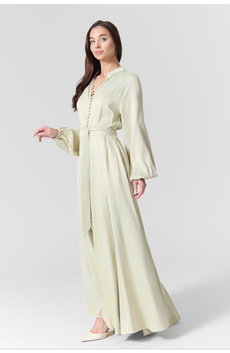 Le Fafo Silk Belted Maxi Dress, Alternate, color, Mint Green