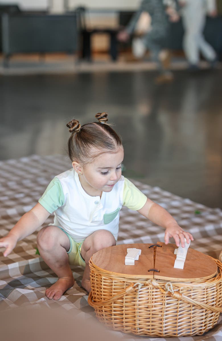 Manière Kids' Sunshine Rainbows Top & Shorts Set, Alternate, color, Sage