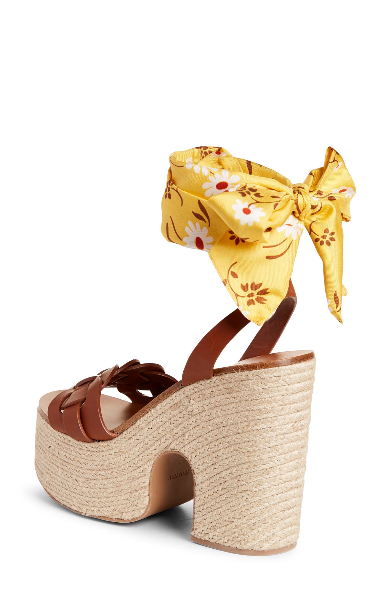 Miu Miu Ankle Tie Platform Sandal, Alternate, color, 