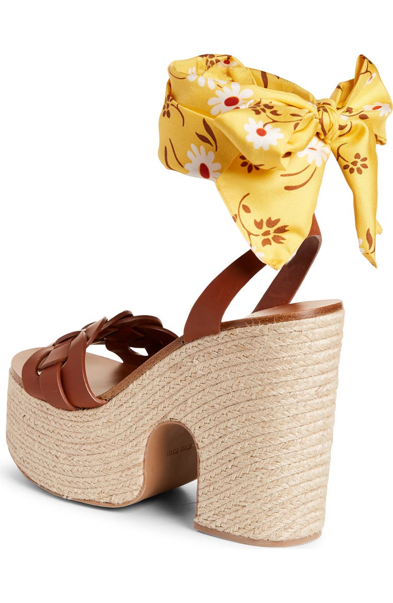 Miu Miu Ankle Tie Platform Sandal, Alternate, color,
