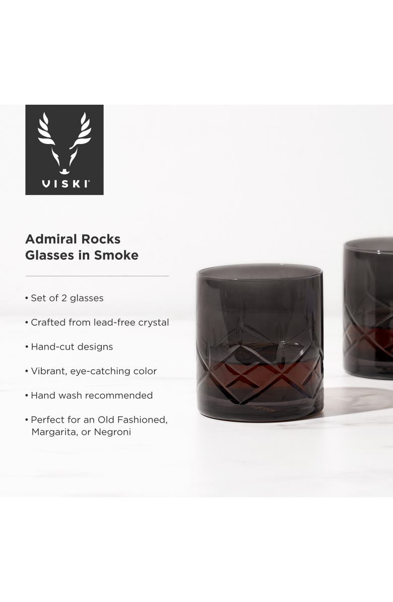 Viski Admiral Crystal Rocks Glasses, Alternate, color, Grey
