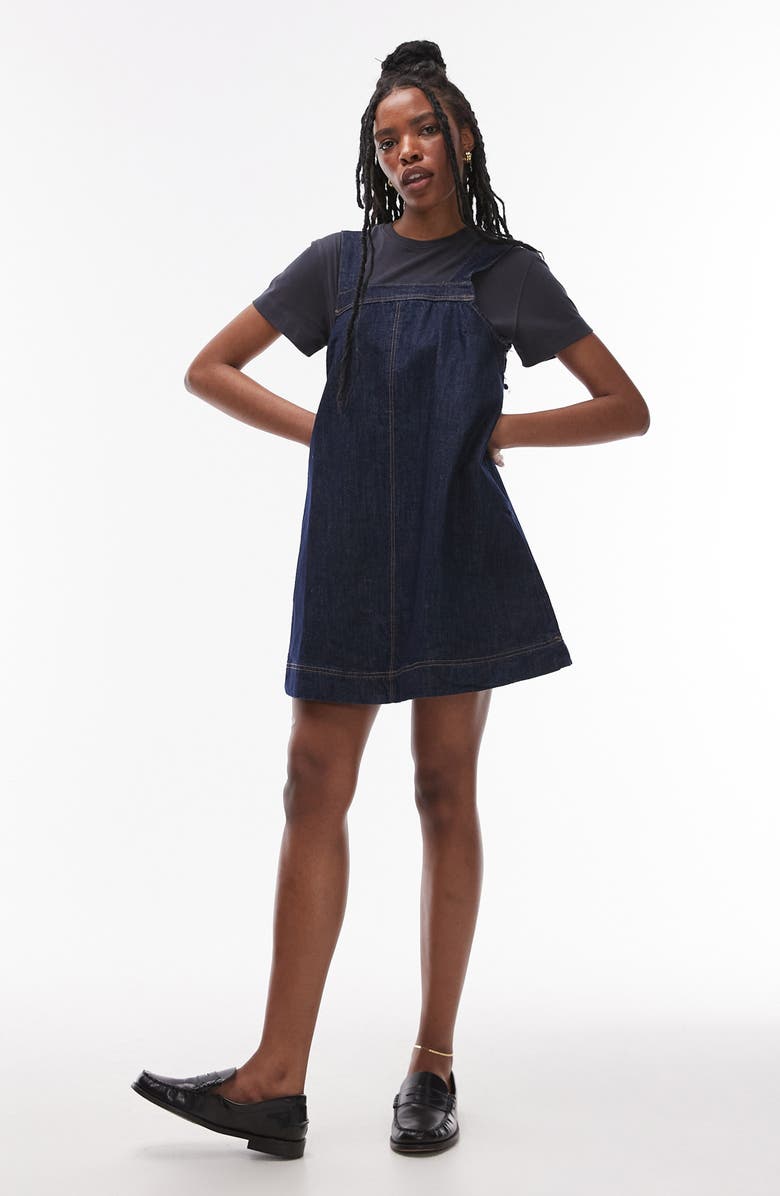Robe Pinafore Noire Vintage Topshop - Taille 12 - Style Mini Rétro