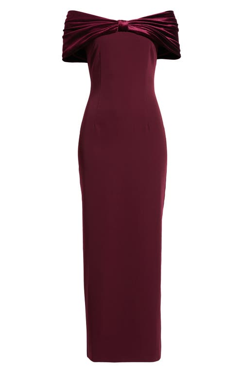Sonya Moda Belluno Off The Shoulder Column Gown In Purple