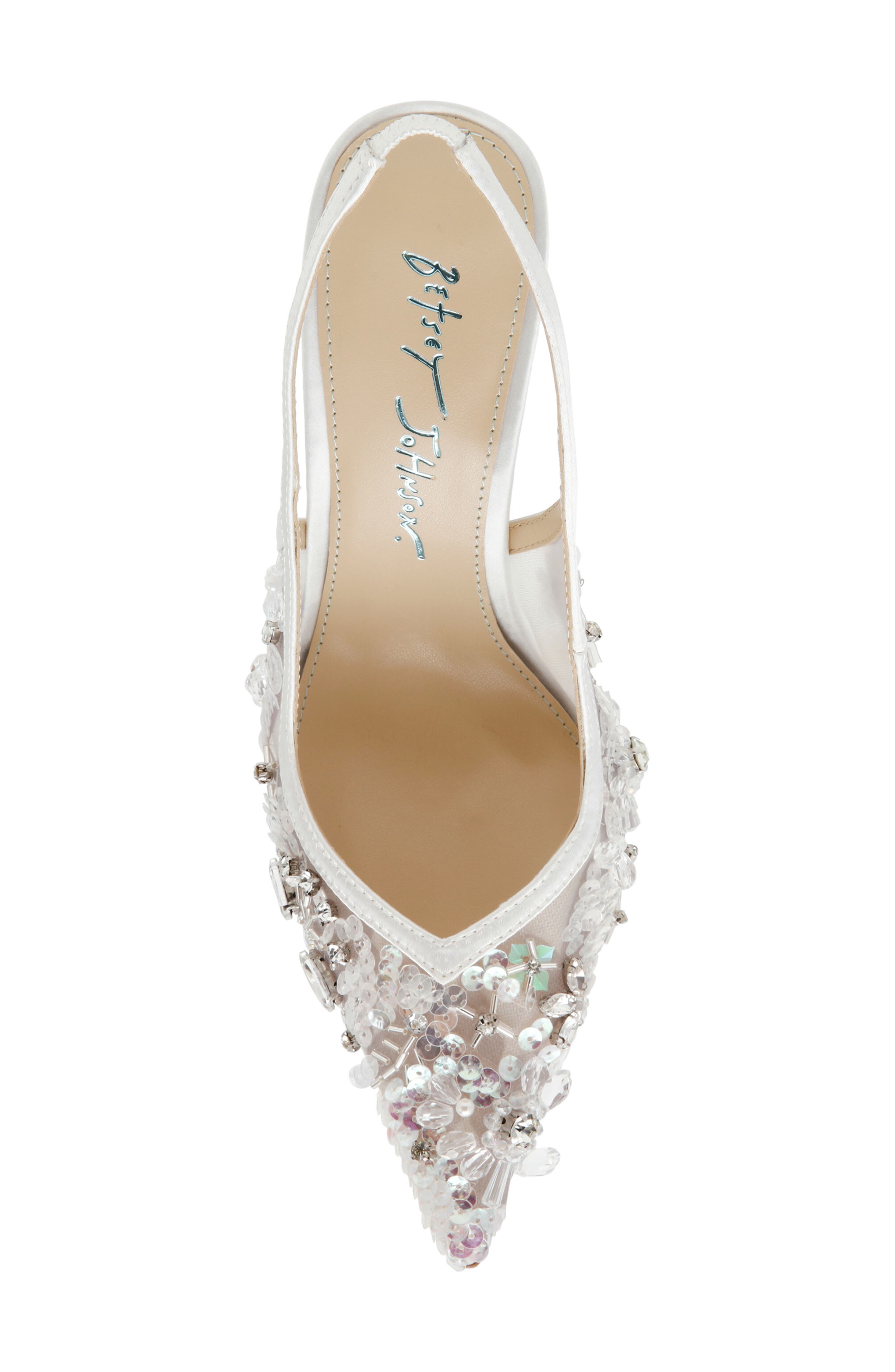 Betsey Johnson Eddie Pointed Toe Slingback Pump, Alternate, color, Ivory Multi