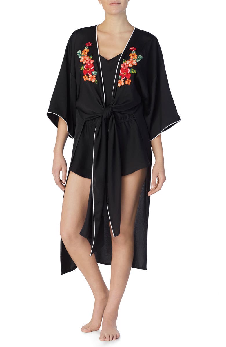 Room Service Pjs ROOM SERVICE Tie Front Satin Kimono, Alternate, color, 