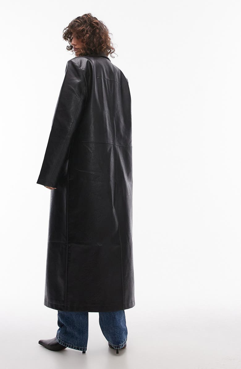 Topshop Faux Leather Coat, Alternate, color, 