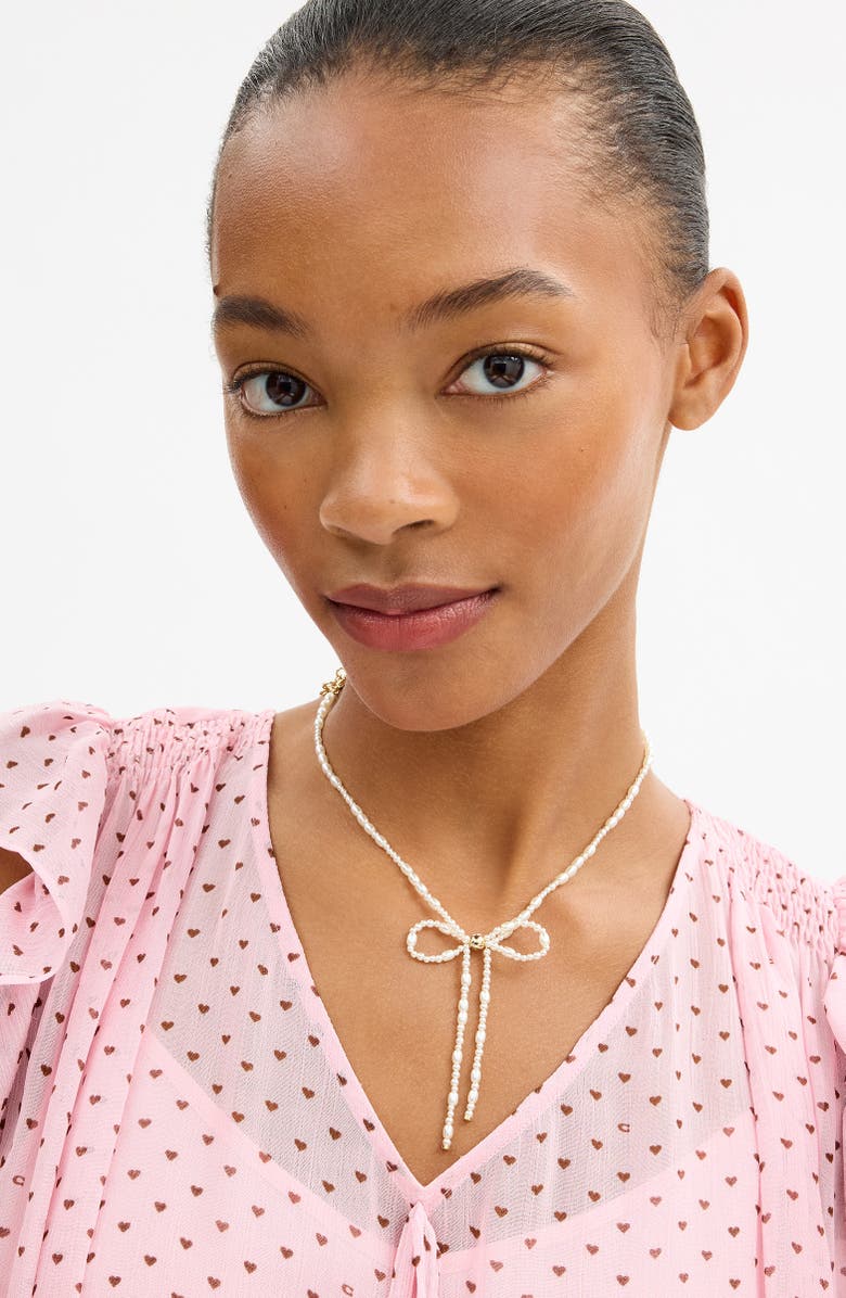 COACH Faux Pearl Bow Choker, Alternate, color, Pearl/ Gold