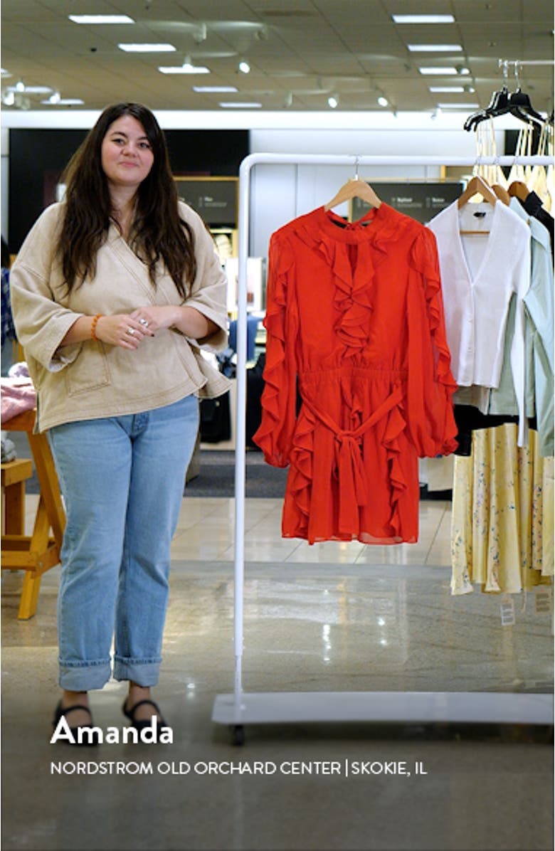 Ruffle Detail Long Sleeve Chiffon Minidress, sales video thumbnail