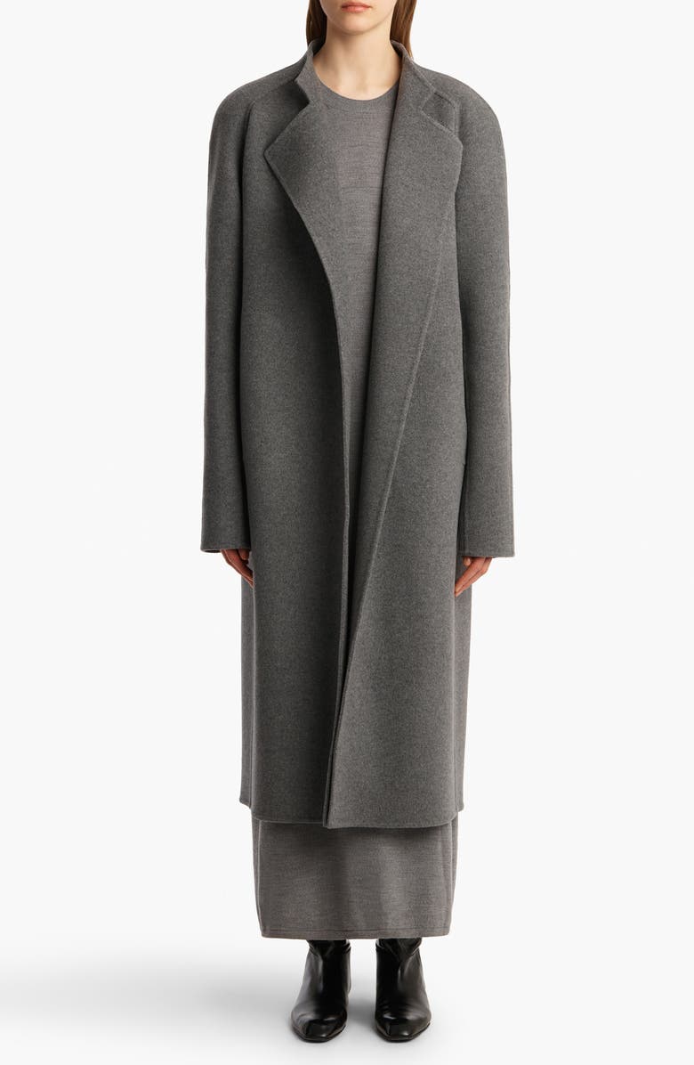 Khaite Deena Wool Belted Coat, Alternate, color, Grey Melange