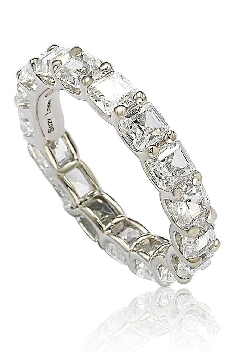 Sterling Silver CZ White Modern Eternity Band, Alternate, color, WHITE