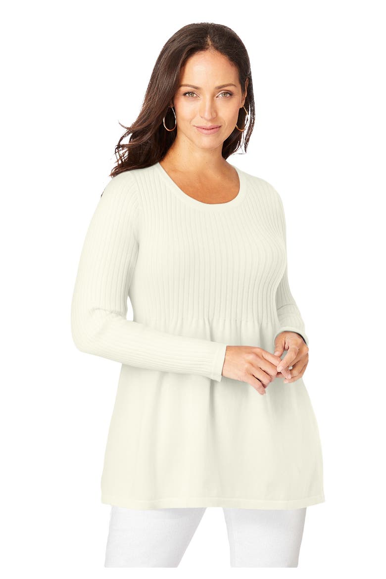 Ribbed Baby Doll Tunic Sweater, Main, color, IVORY
