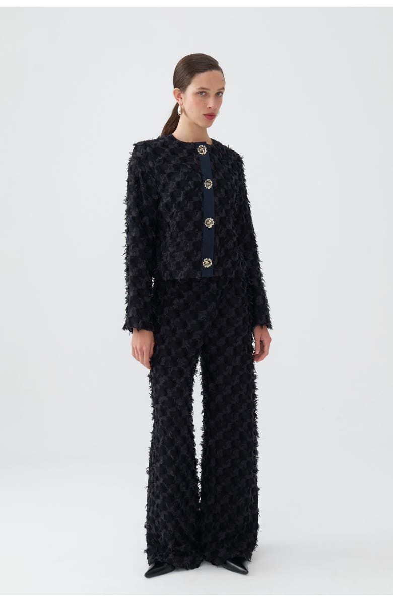 Nocturne Collarless Tassel Textured Jacket, Alternate, color,