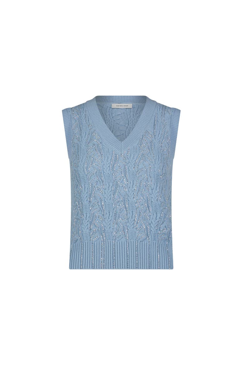 Mikaela Crystal Knit Top, Alternate, color, Sky Blue