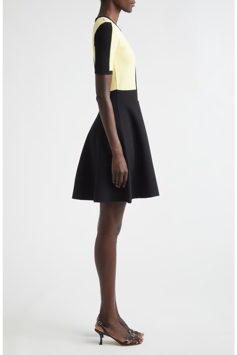 Collage Colorblock Jacquard Knit Fit & Flare Minidress, Alternate, color, BLACK