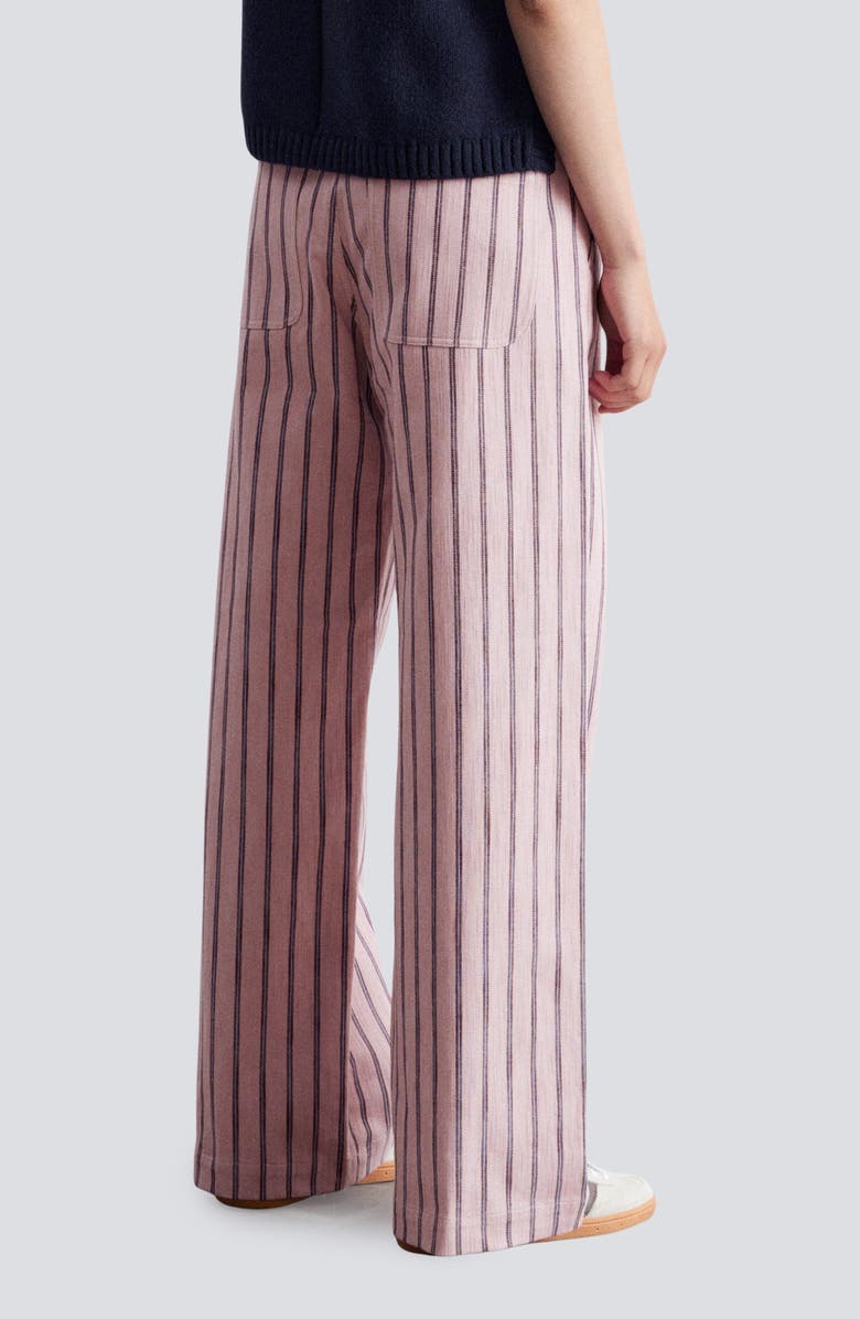 & Other Stories Stripe Stretch Cotton Pants, Alternate, color, Pink Medium Dusty