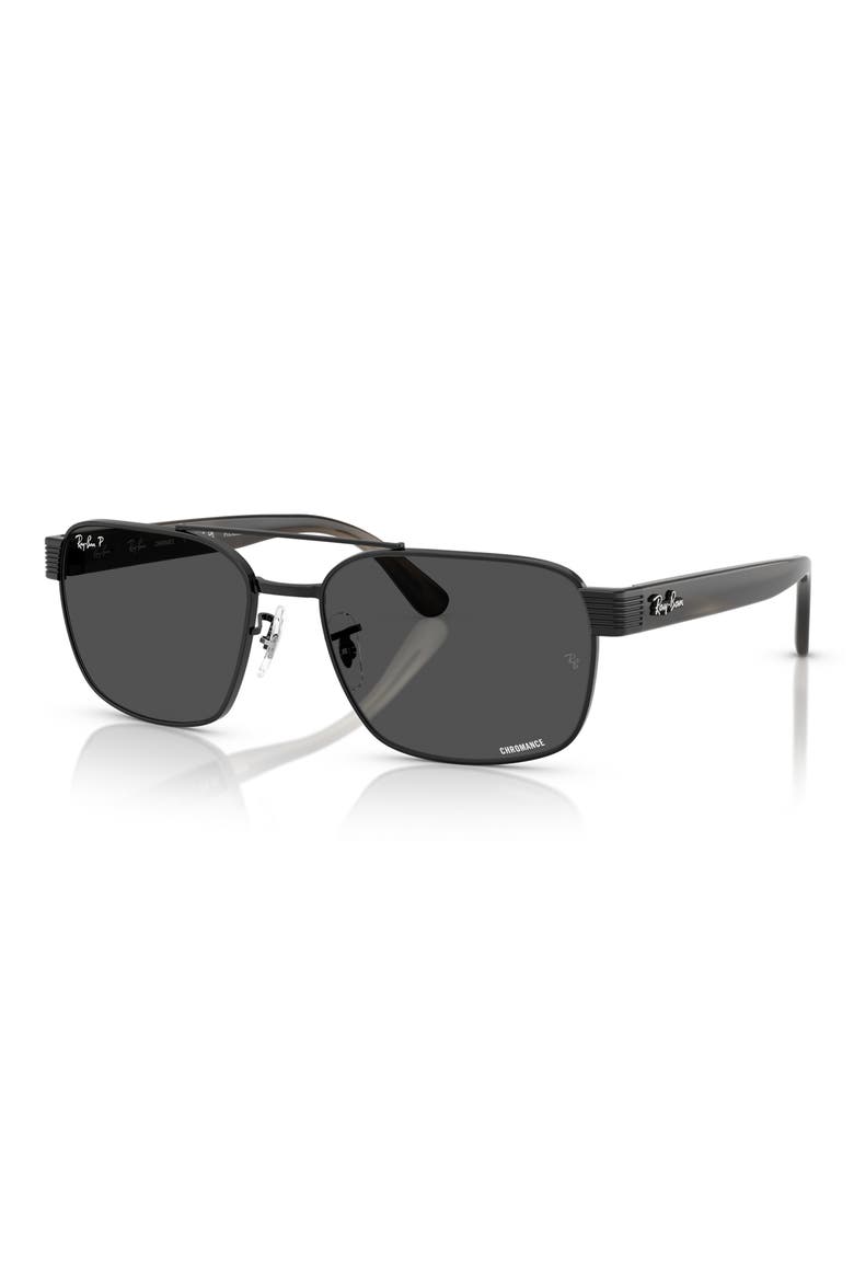 Chromance 58mm Polarized Square Sunglasses, Alternate, color, BLACK