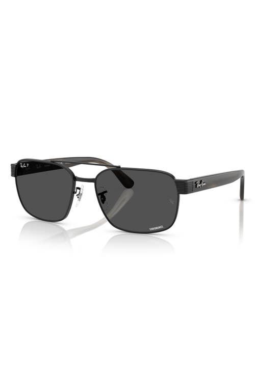 Ray Ban Ray-ban Chromance 58mm Polarized Square Sunglasses In Black