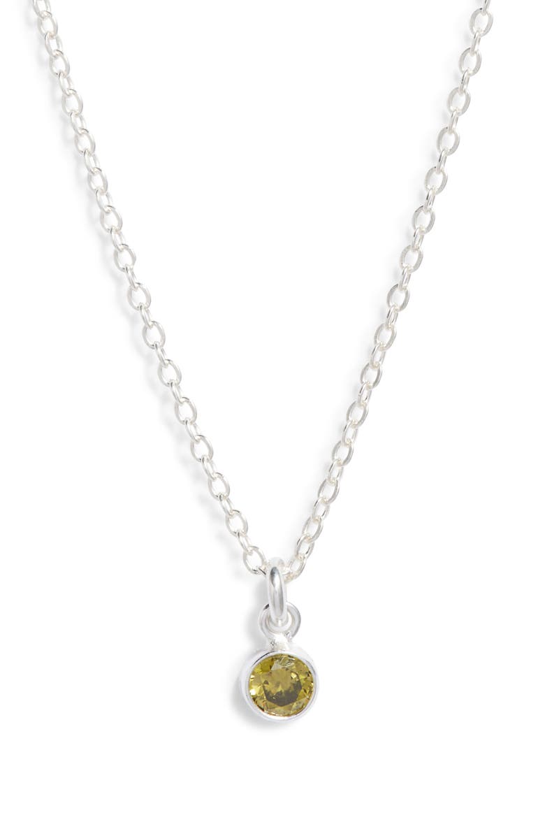 Set & Stones Birthstone Charm Pendant Necklace, Main, color, Silver / August