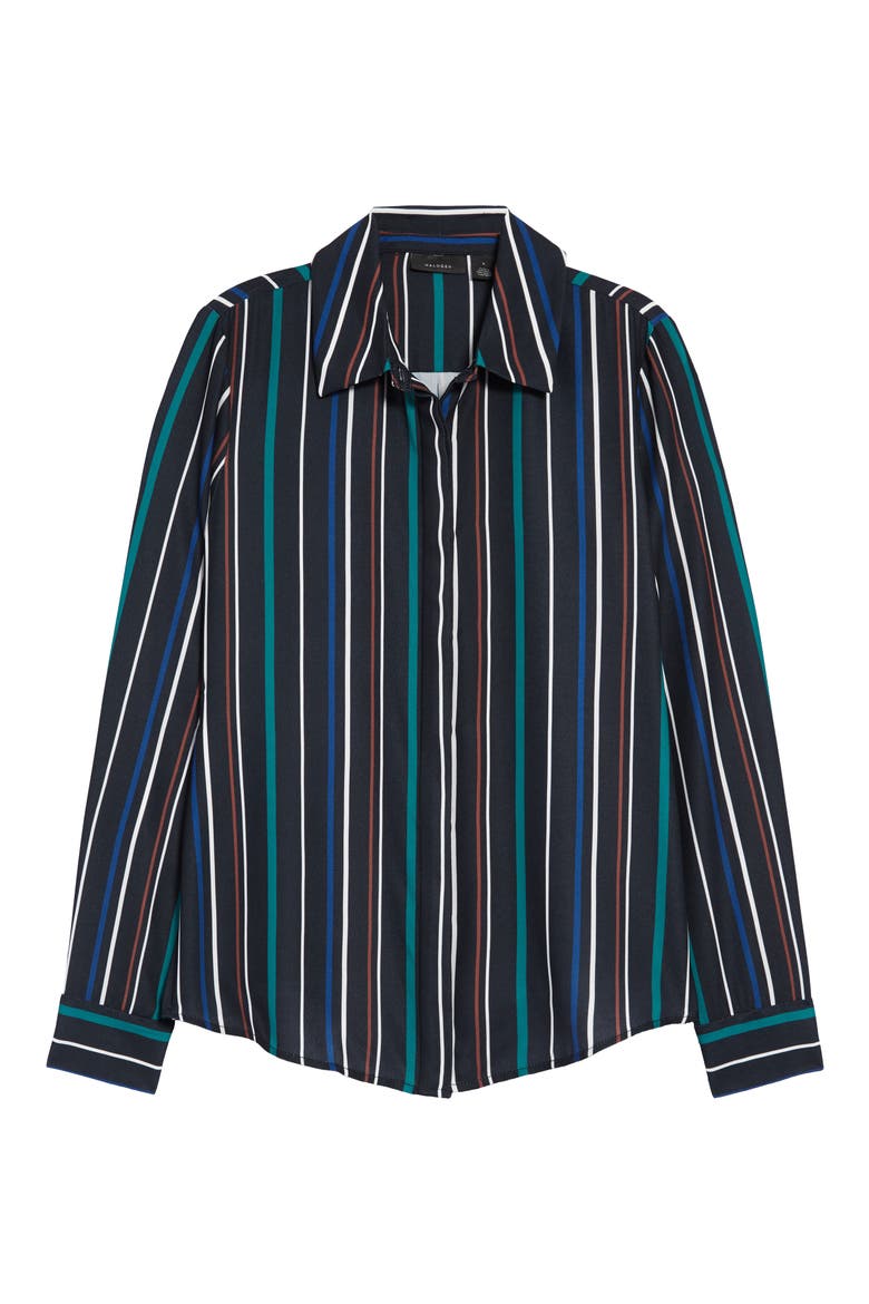 Hidden Button Long Sleeve Blouse, Main, color, BLACK MULTI CARMELLA STRIPE