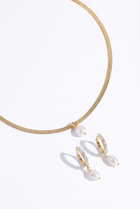 Juliet Snake Chain Necklace & Layla Crystal Hoop Earring Gift Set