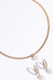 Joey Baby Juliet Snake Chain Necklace & Layla Crystal Hoop Earring Gift Set