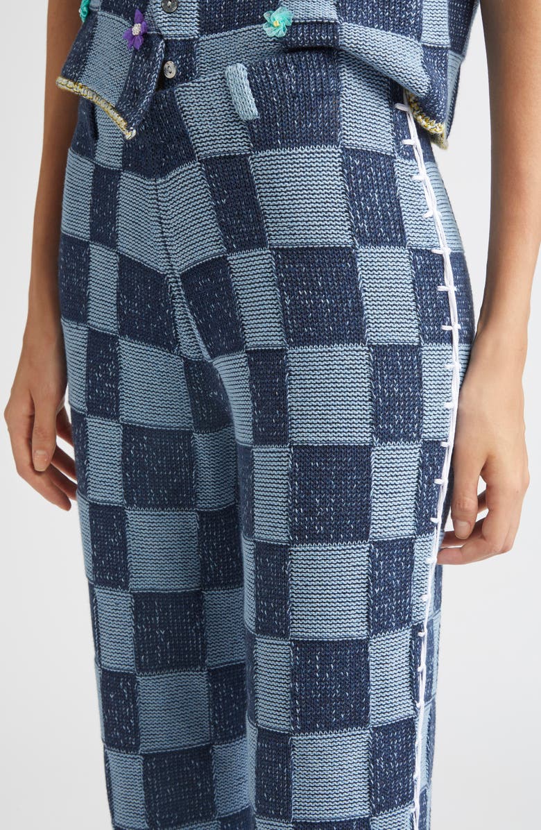 YanYan Checkerboard Knit Straight Leg Pants, Alternate, color, Denim
