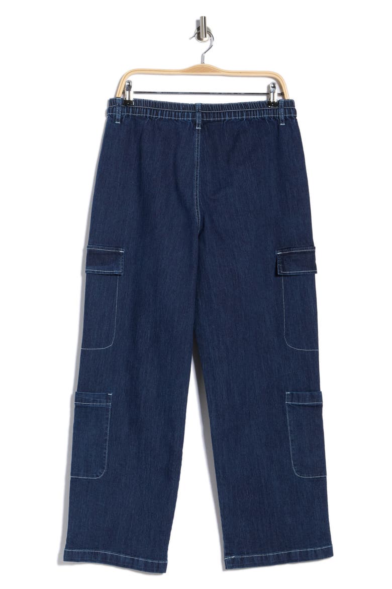 High Waist Wide Leg Cargo Jeans, Alternate, color, DARK RINSE