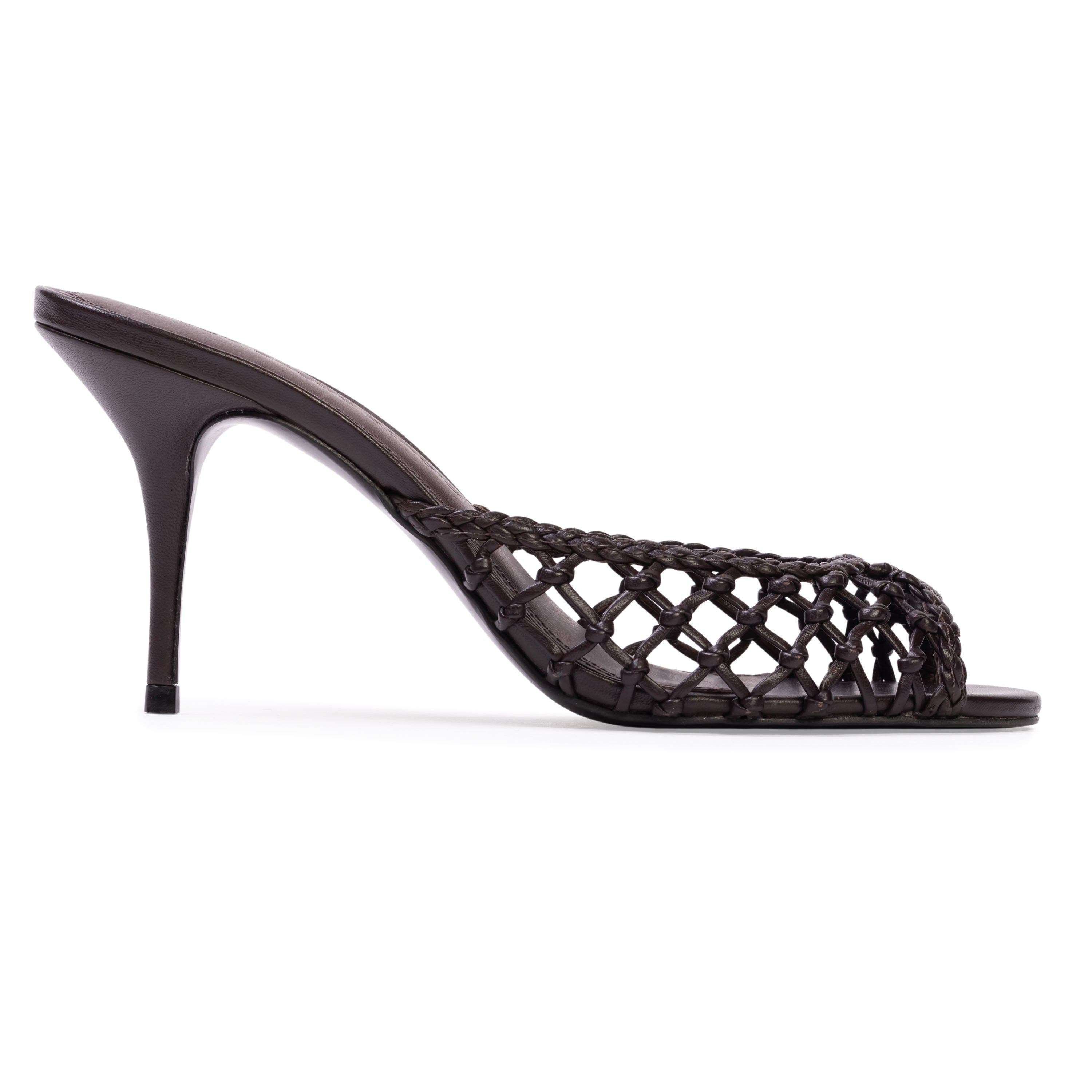 BLACK SUEDE STUDIO Peach 80 Mule, Main, color, Black Coffee Leather