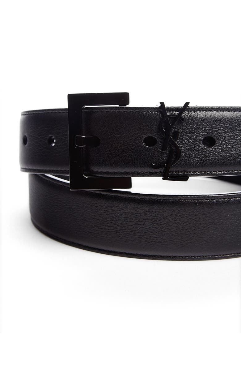 Saint Laurent YSL Leather Belt, Alternate, color, 