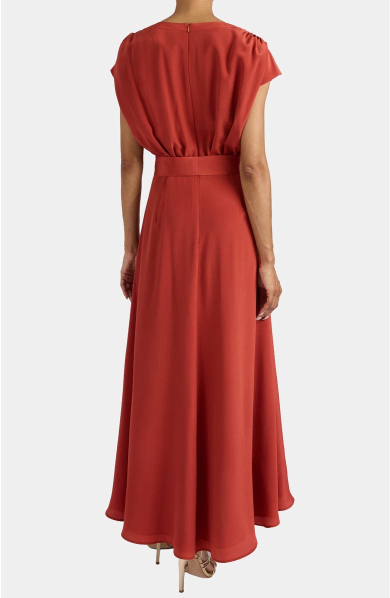 Santorelli Fallon Midi Hi-Lo Dress in Silk Crepe de Chine, Alternate, color, Rust