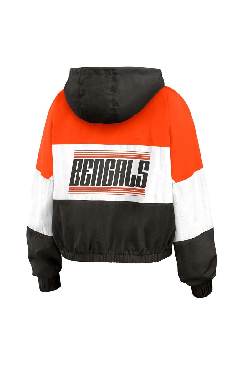 Women's WEAR by Erin Andrews Black/Orange Cincinnati Bengals Color Block Full-Zip Windbreaker Jacket, Alternate, color, Black