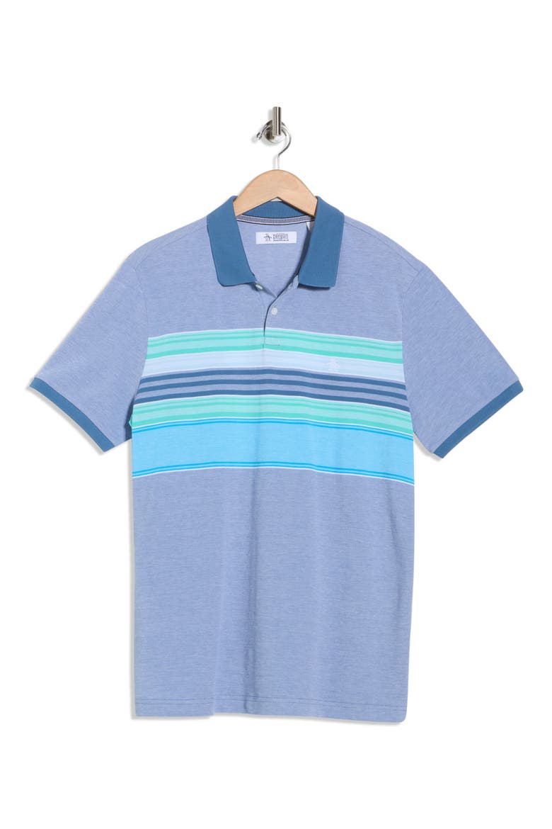 Stripe Cotton Polo, Alternate, color, COPEN BLUE