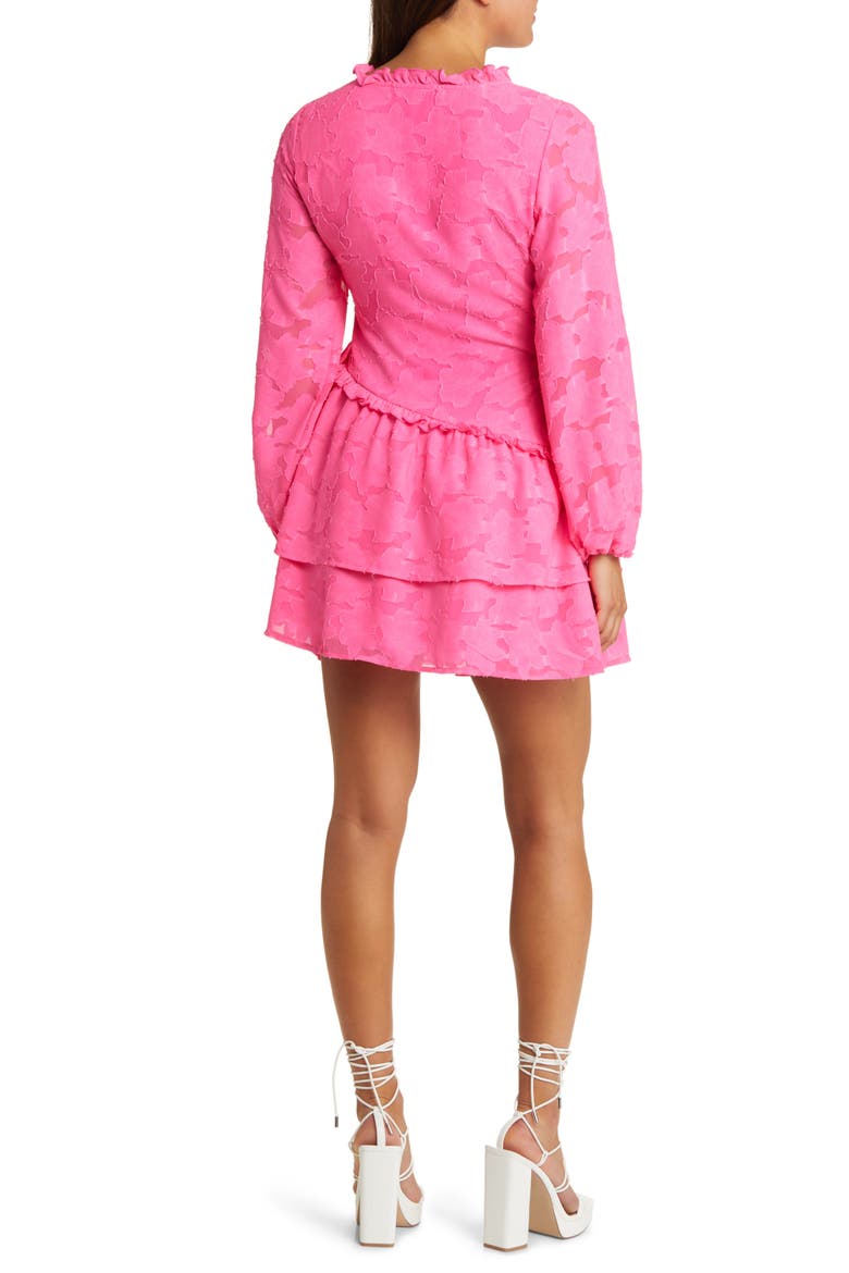 Long Sleeve Jacquard Wrap Dress, Alternate, color, PINK