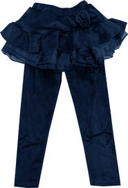 JOE-ELLA Kids' Velour Skirted Leggings
