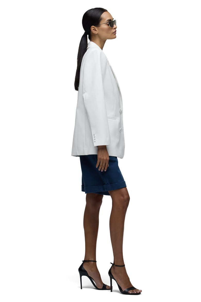 Mae Oversize Double Breasted Cotton Blazer, Alternate, color, WHITE