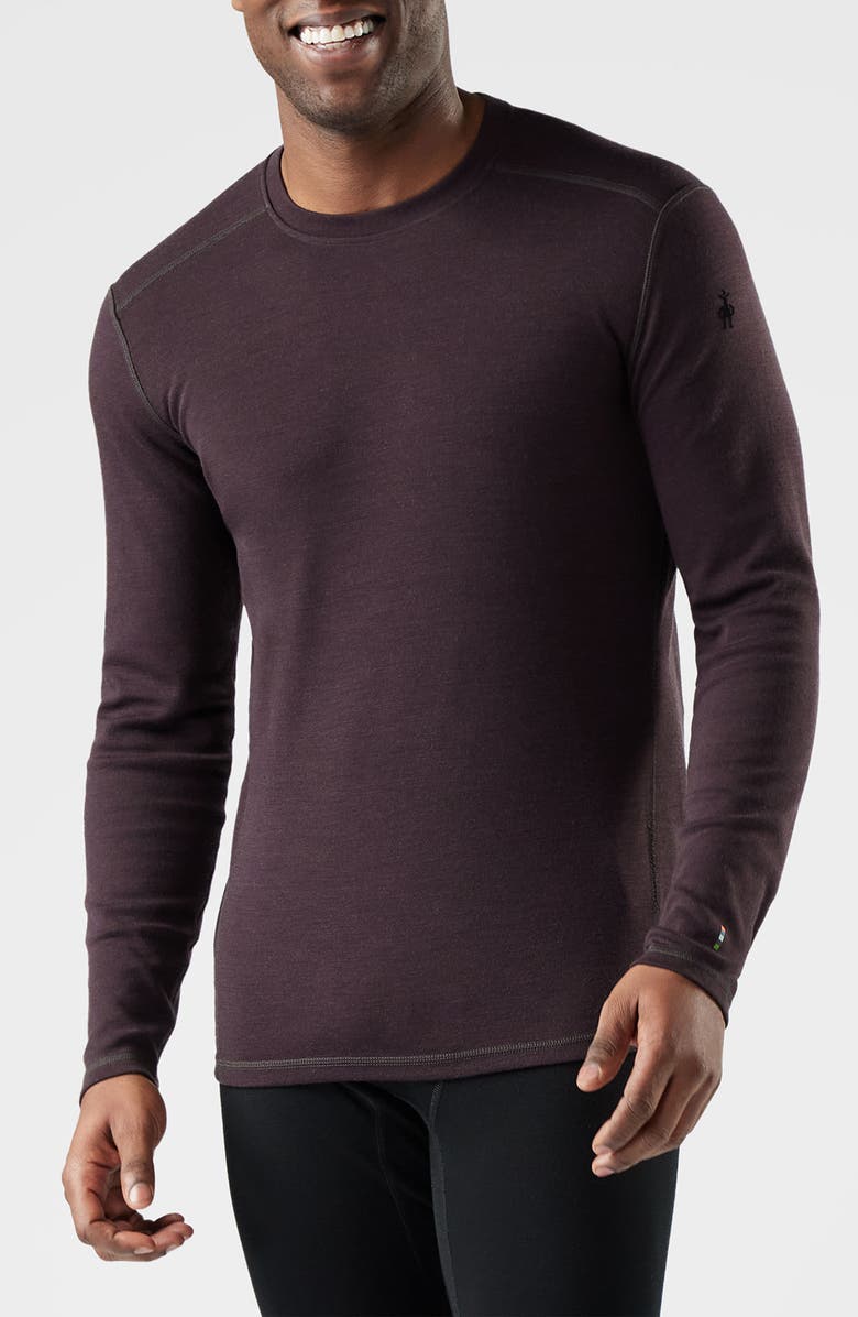 Smartwool Merino Base Layer Crewneck Long Sleeve Shirt, Main, color, Mink Heather