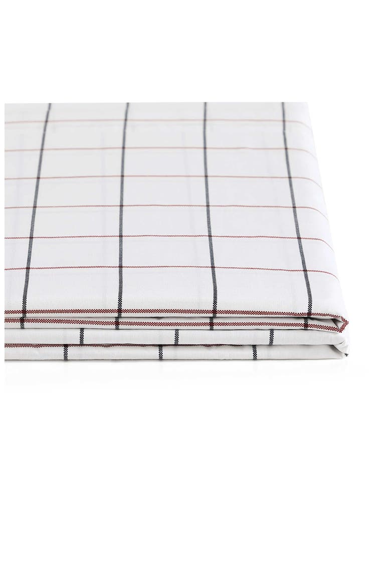 Glasgow Windowpane Cotton Percale Sheet Set, Alternate, color, WHITE/DARK BLUE/RED