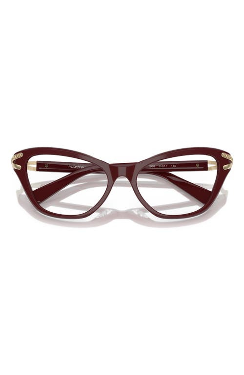 Swarovski 55mm Cat Eye Optical Glasses In Burgundy