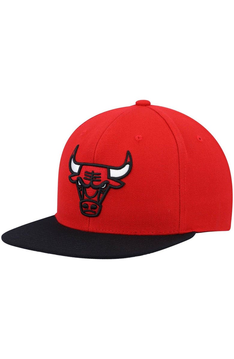 Mitchell & Ness Men's Mitchell & Ness Red/Black Chicago Bulls Team Two-Tone 2.0 Snapback Hat, Main, color, 