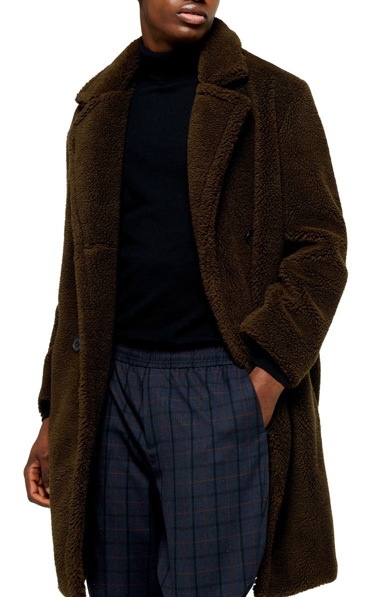 Topman Faux Fur Long Teddy Coat, Main, color,