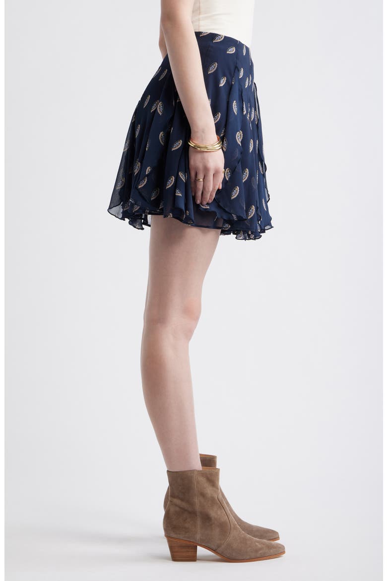 Vertical Ruffle Miniskirt, Alternate, color, NAVY MINI FOULARD