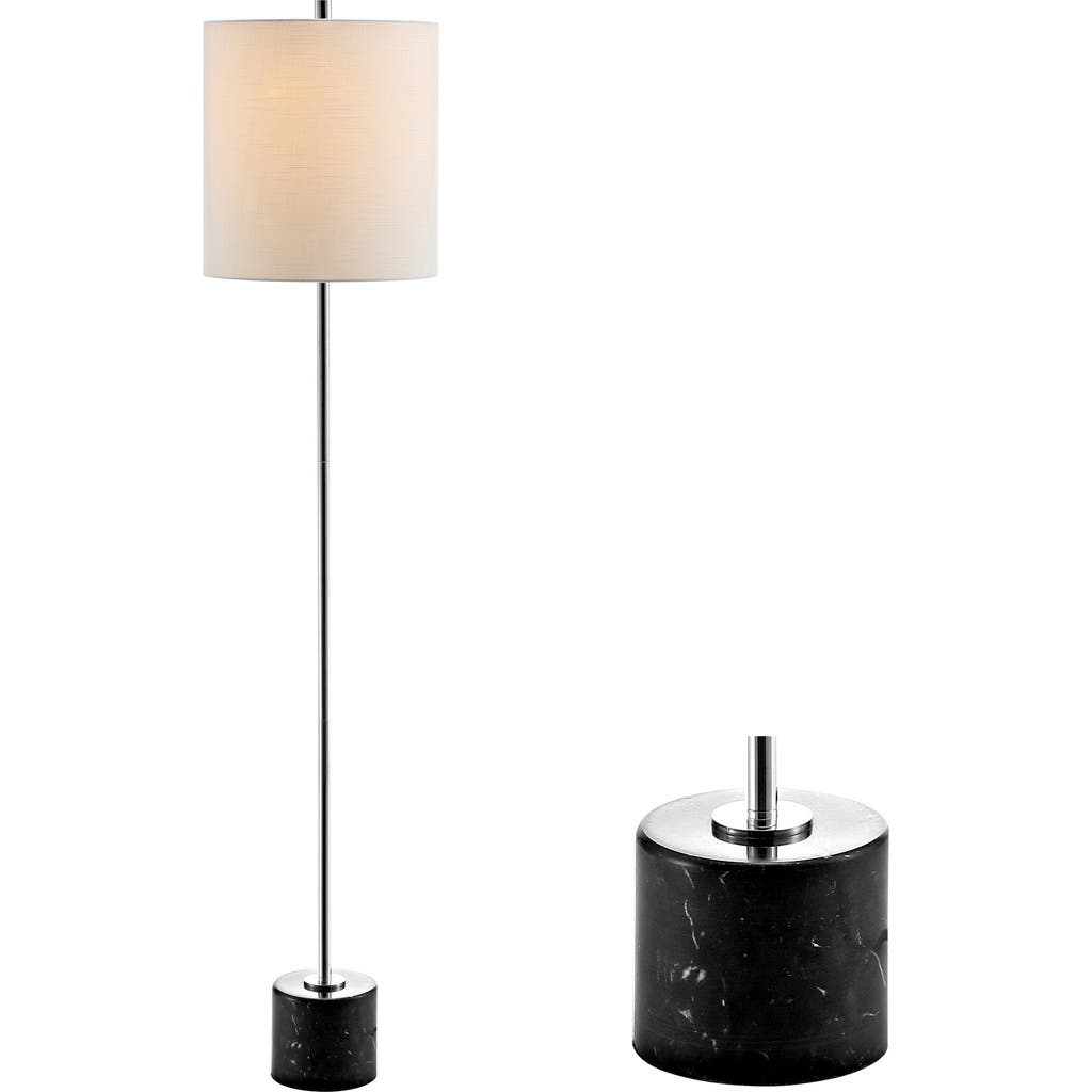 Jonathan Y Levitt 60.5" Marble/metal Led Floor Lamp, Black/chrome In Chrome